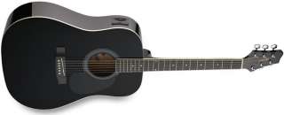STAGG Black Colour Electro Acoustic Dreadnought Guitar with Basswood 