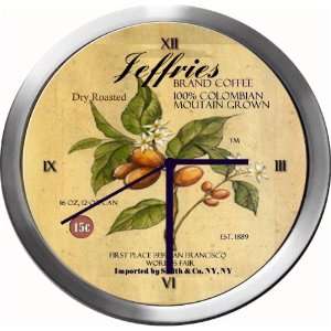  JEFFRIES 14 Inch Coffee Metal Clock Quartz Movement 