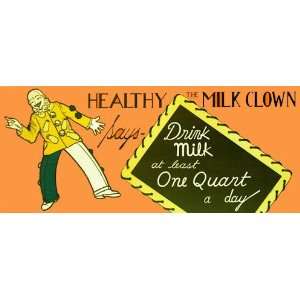   Milk Clown Vintage Dairy Antique Advertising Poster