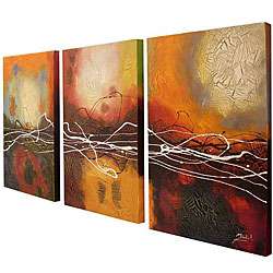 Hand painted Abstract Oil Paintings (Set of 3)  Overstock