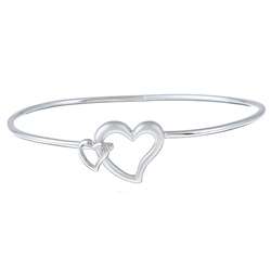 La Preciosa Sterling Silver Heart Hook Bangle Bracelet  Overstock