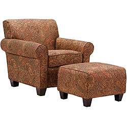 Mira 8 way Hand tied Paisley Arm Chair and Ottoman  Overstock