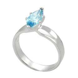 Sterling Silver Marquise cut Blue Topaz Ring  Overstock