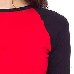   Womens Red/ Black Baby Rib 3/4 sleeve Top (X small)  Overstock