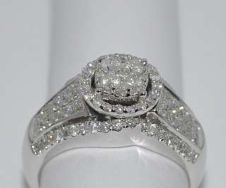 1CT DIAMOND ENGAGEMENT WEDDING RING 10K WHITE GOLD ROUND HALO DESING 
