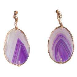 Gold over Silver Purple Agate Earrings  