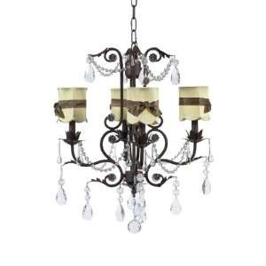 Green Scallop Drum Chandelier Shades with Brown Sash on the Mocha 4 