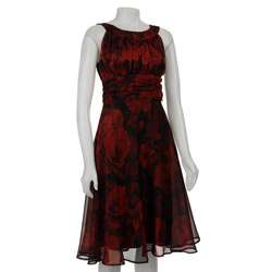 Connected Apparel Womens Red Chiffon Dress  
