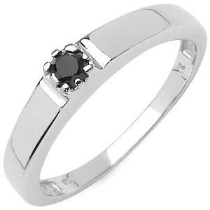    0.12 Carat Genuine Black Diamond Sterling Silver Ring: Jewelry