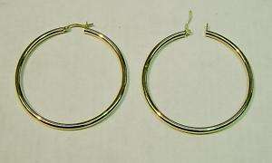 Brand New 14K Solid Gold 2 LARGE Hoop Earrings Free Shipping  