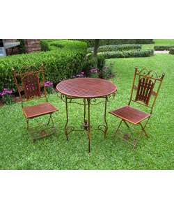 Folding Bistro 3 piece Chairs and Table Set  Overstock