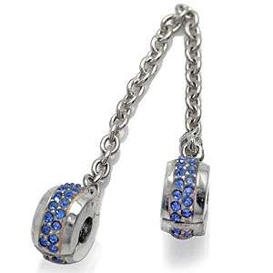   belows sapphire blue crystal 925 silver chain charm lock bx0060703