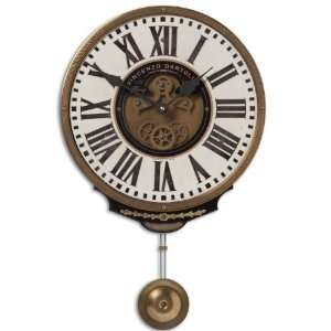   Cream and Brass Italianate Pendulum Wall Clock