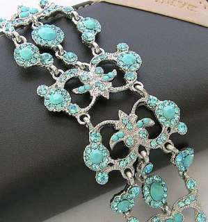 b5 Aqua Blue Swarovski Crystal Victorian style Bracelet  