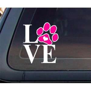  Love Dog Cat Paw Print with Heart Car Decal / Sticker 