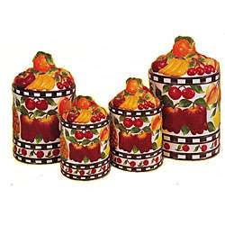 Fruit Delight Hand painted 4 piece Canister Set  