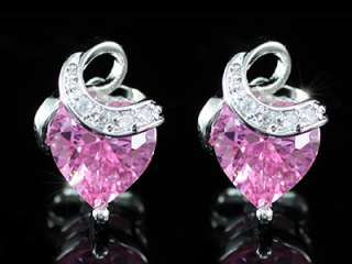 Carat Pink Heart Sapphire Necklace Earrings Set SN245  