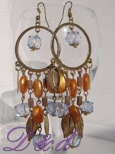 RARE JEWELRY GOLD PLATED BEAUTIFUL CHANDELIER EARRINGS  