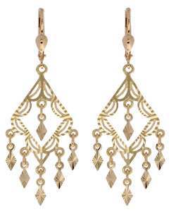 14k Gold Diamond cut Chandelier Earrings  Overstock