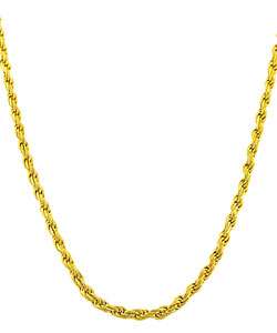 14k Gold Overlay Sterling Silver Rope Necklace  Overstock