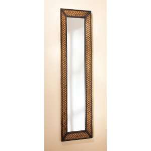 48 Long Rectangular Wall Mirror With Tropical Bamboo Weave Frame