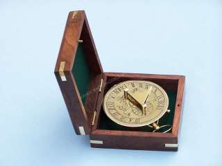 Brass Sundial Compass 4 with Box Nautical Decor  