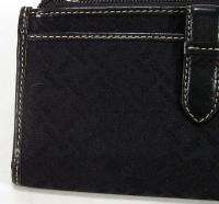 Ladies Talbots Black T Pattern Fabric Wallet Great Shape  