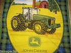 John Deere fleece Panel Fabric on tractor green yellow logo red barn
