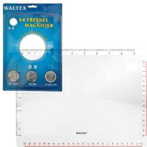   WaltexÂ® 2X & 4X Magnifier with Ruler 270 x 200mm A4