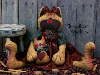 PATTERN Primitive Raggedy Folk Art Kitty Cat Doll  