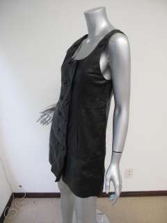 See By Chloe Black Leather Sleeveless Double Breasted Mini Dress 4 