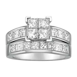   . tw. Diamond Centerpiece Wedding Set in 14K White Gold Size 8  