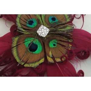  NEW Pink and Peacock Feather Hair Flower Clip, Limited 