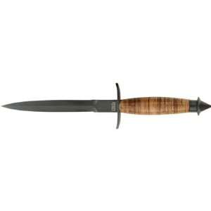  Colt V 42 Dagger 7 Double Edged Blade, Stacked Leather 