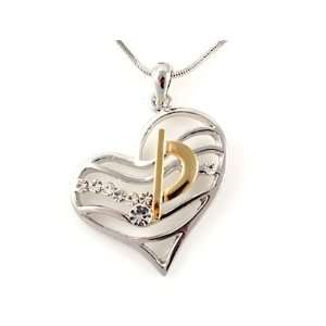 Music Theme Crystal Music Note Heart Pendant Necklace Fashion Jewelry