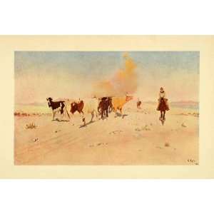   Art Desert Mirage Cowboy Cattle Colorado Desert   Original Color Print
