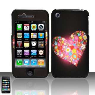 Colorful Flowers Heart Apple iPhone 3 / 3GS Hard Case Cover Verzion 