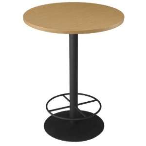  Round Pub Height Barista Table with Wood Edges & Foot Ring 