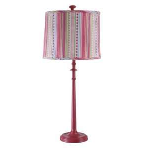  Urbana Raspberry Table Lamp w/Stripes & Dots Shade