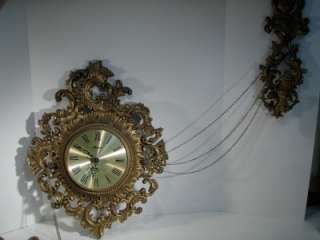   Large Burwood Gold Clock Hollywood Regency Elegant Ornate 4233  