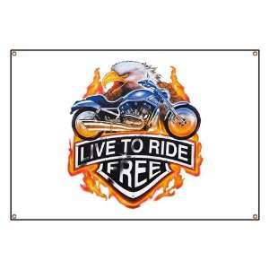  Banner Live To Ride Free Eagle and Motorcycle: Everything 