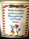   Seuss Cat in the Hat Goodie Bag Favor Sign Birthday Party Baby Shower