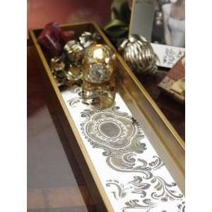   Wooden Rectangular Tray with Medallion Design