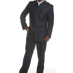 Ferrecci Mens Navy Linen Mandarin Collar Suit  Overstock