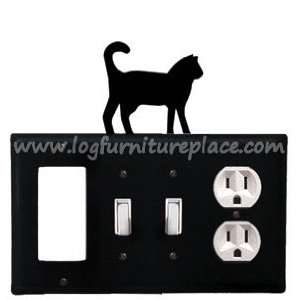   Wrought Iron Cat Quad GFI/Switch/Switch/Outlet Cover