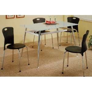   Glass Chrome Finish Casual Dining Table Chairs Set Furniture & Decor