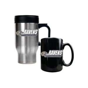  Baltimore Ravens Travel Mug and Ceramic Mug Set Kitchen 