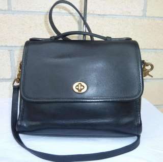 Authentic Vintage Coach Court Classic Black Leather Shoulder Bag 9870 