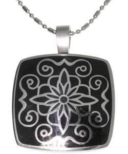 Stainless Steel Lotus Medallion Necklace  