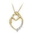 14k White Gold 1/10ct TDW Diamond Heart Necklace of mother and child 